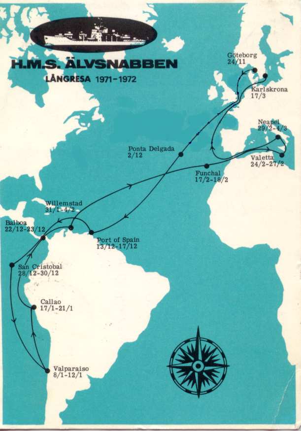 Karta över långresan 1971-72