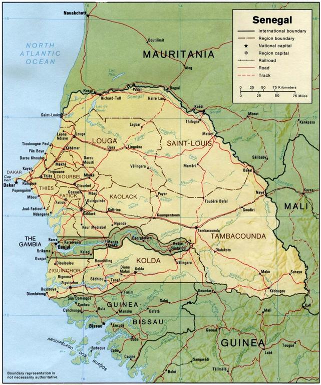 Karta över Senegal. Klicka för att förstora!