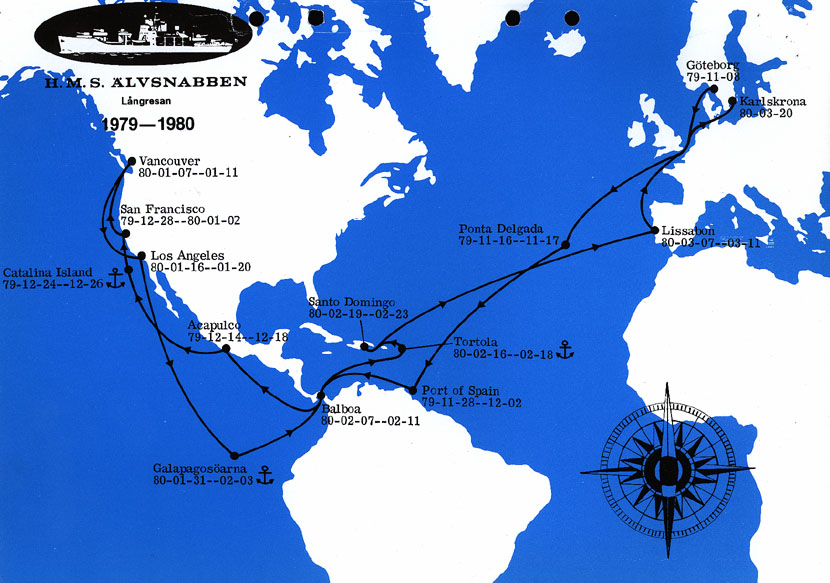 Karta över långresan 1979-80. Klicka på den för att förstora!