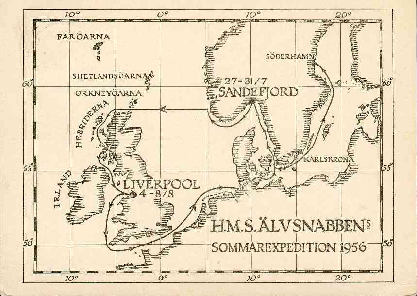 Karta över sommarexpeditionen 1956. Klicka på den för att förstora!