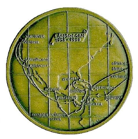 Medaljong från resan 1958-59. Klicka på den för att förstora!