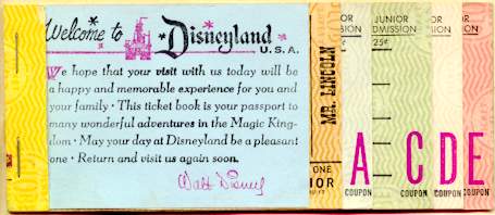 Biljetthäfte till Disneyland.